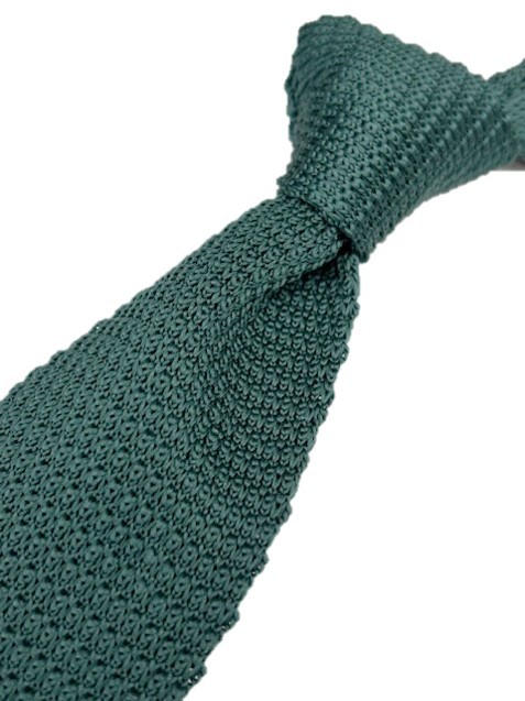 トラッド　メンズ　新品未使用　ニットタイ　 knit tie　グリーン×無地織り_画像2