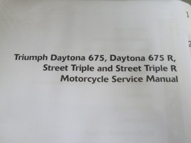TRIUMPH Triumph DAYTONA 675 R STREET TRIPLE R Motorcycle Service Manual service manual 2012 English new goods unused goods #J20240115