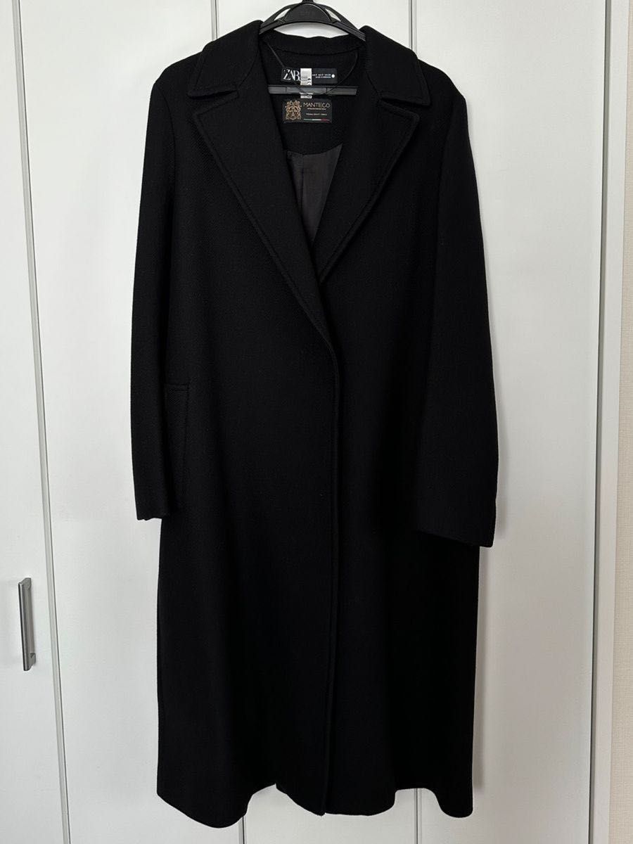 美品】ZARA ザラ ウール コート ブラック ベルト付き MANTECO 美品】ZARA ザラ ウール コート ブラック ベルト付き MANTECO