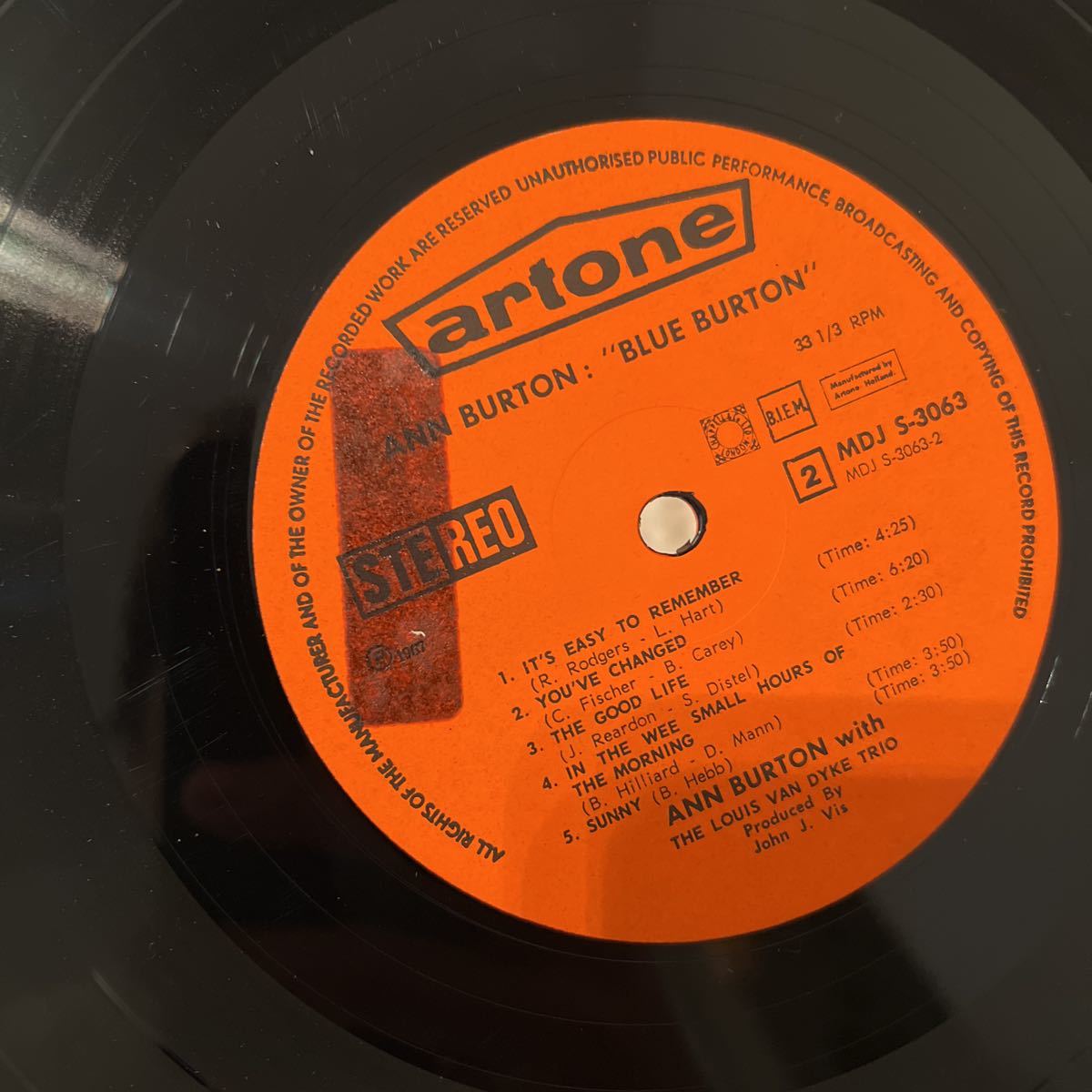 オランダオリジナル ann burton ballads & burton blue burton 2枚セット アンバートン バラード&バートン LPレコード artoneの画像4