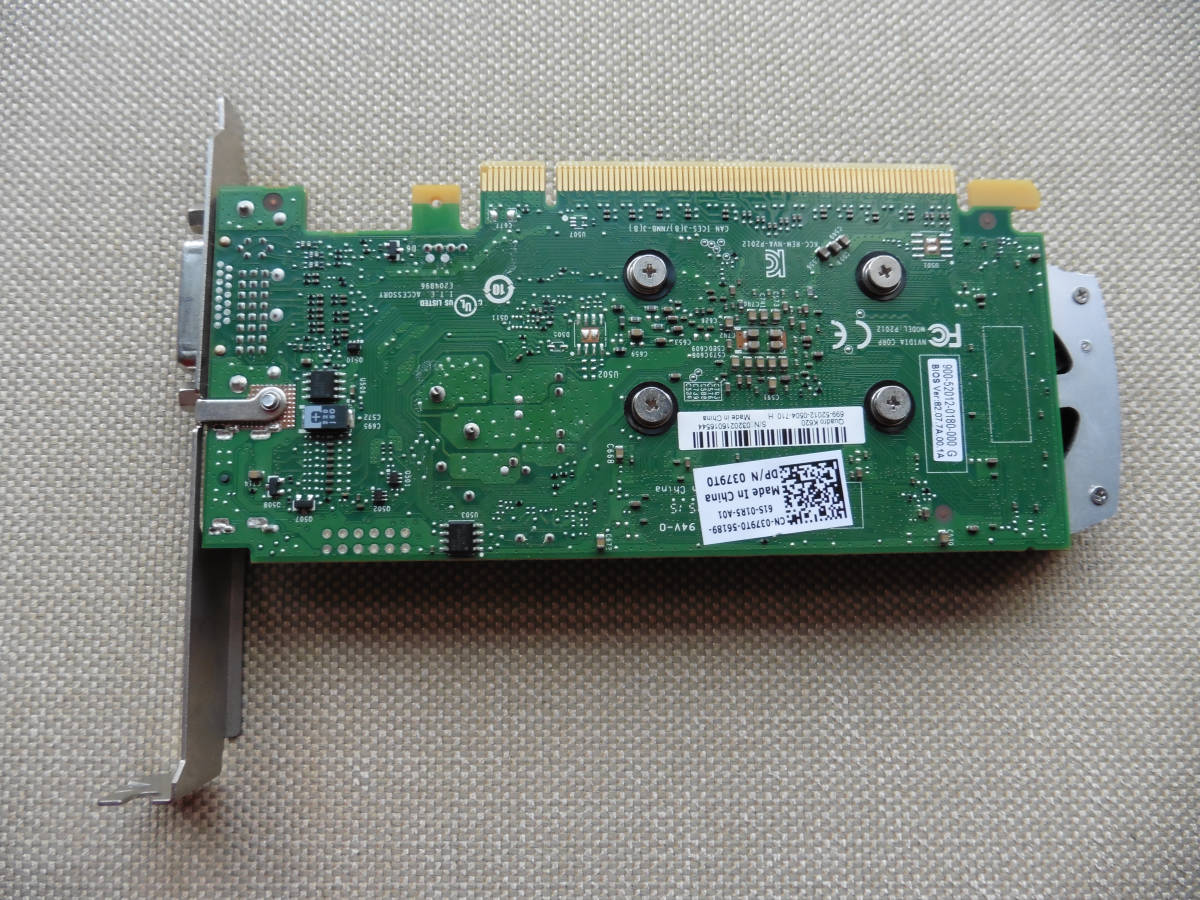 NVIDIA Quadro K620 ビデオカード 2GB DDR3メモリ PCI-Express 2.0 x16バス DVI-I、DisplayPort 映像出力端子_画像2