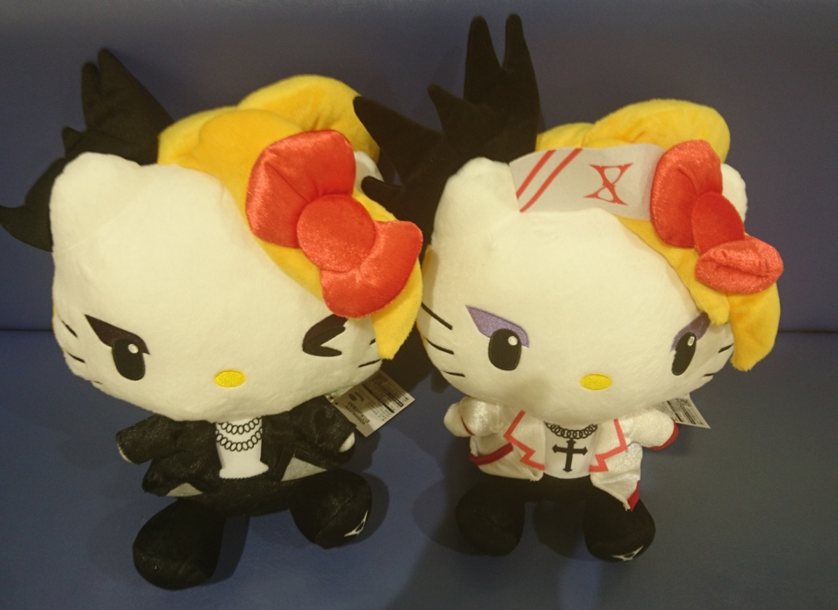 ゆうパック699円～ 約30cm YOSHIKITTY BIGぬいぐるみ2 全2種 X JAPAN YOSHIKI ハローキティ サンリオ ラウンドワン限定 ナース黒衣装_画像1