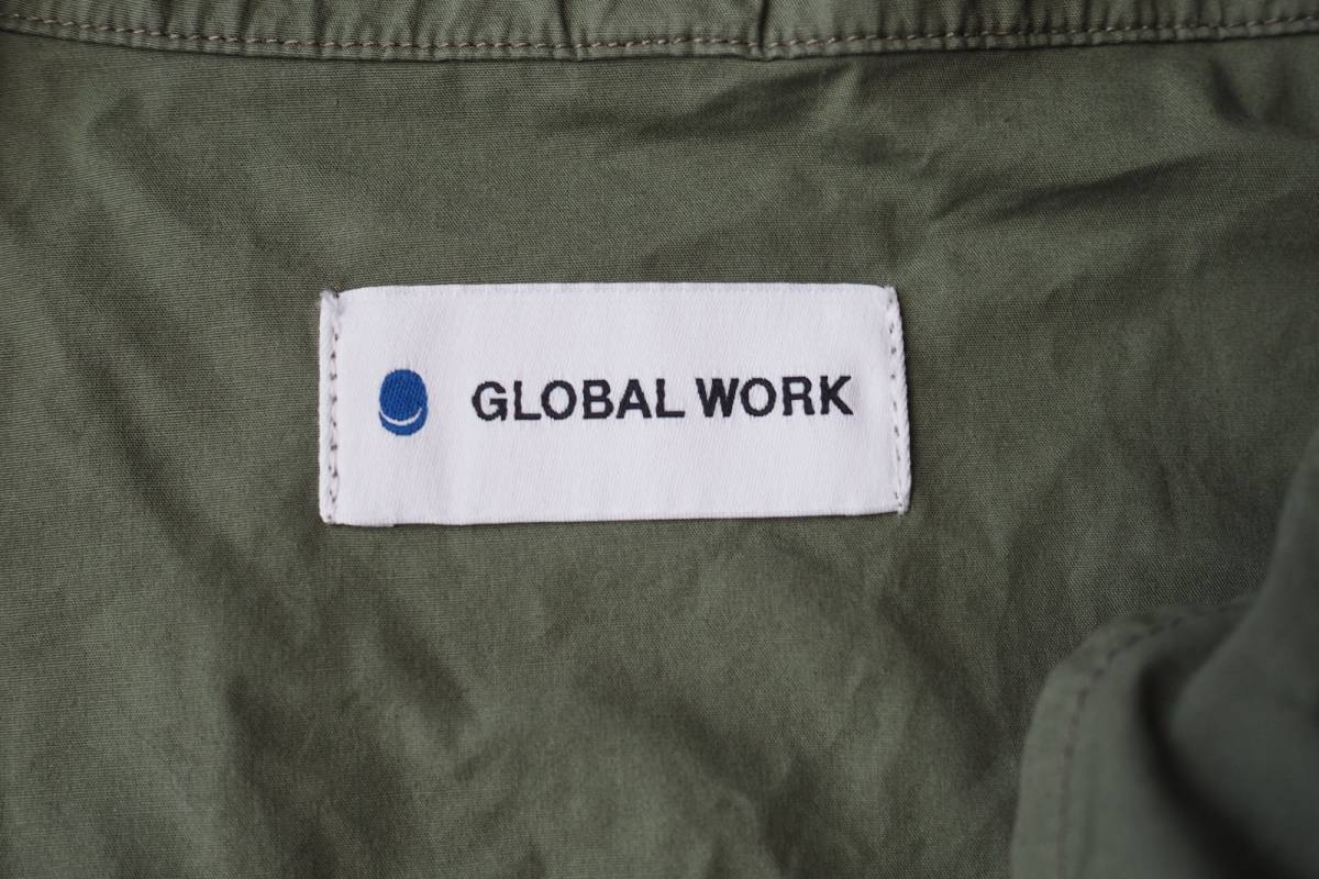 GLOBAL WORK グローバルワーク L ストレッチ コットン プルオーバー パーカ L オリーブグリーン 伸縮生地の画像2