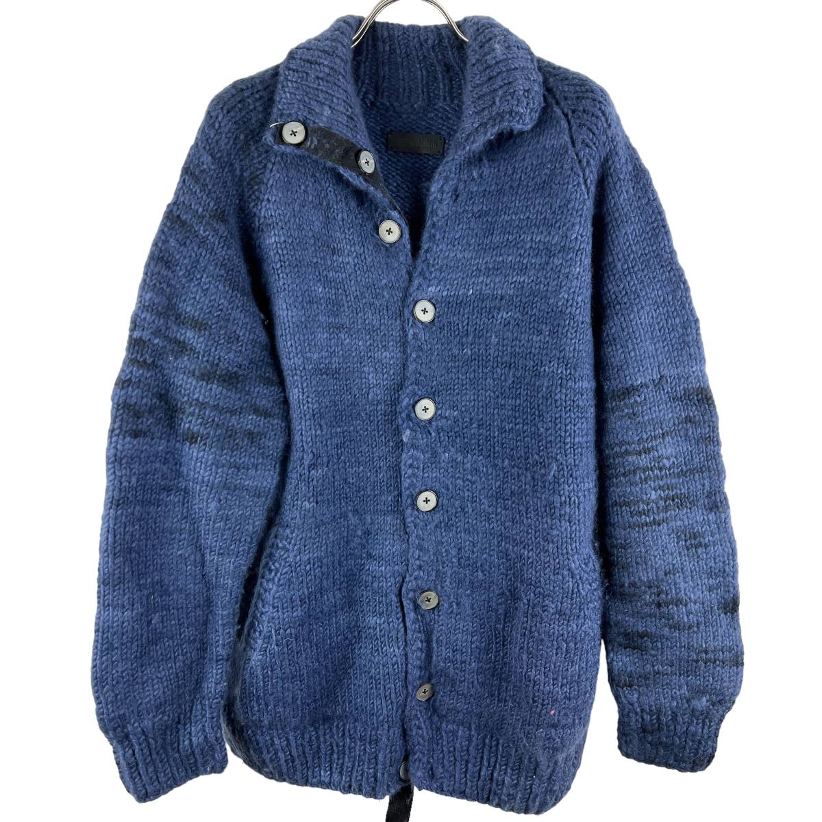 RAIF ADELBERG(レイフ) Patched Sleeve Cashmere Knit Cardigan 定価40万 (navy)