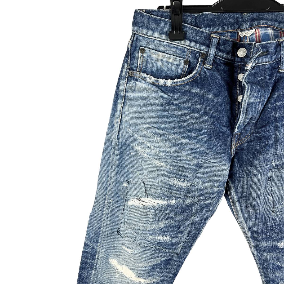 FABRIC BRAND (ファブリック ブランド) Hard distressed damaged work denim pants (indigo)