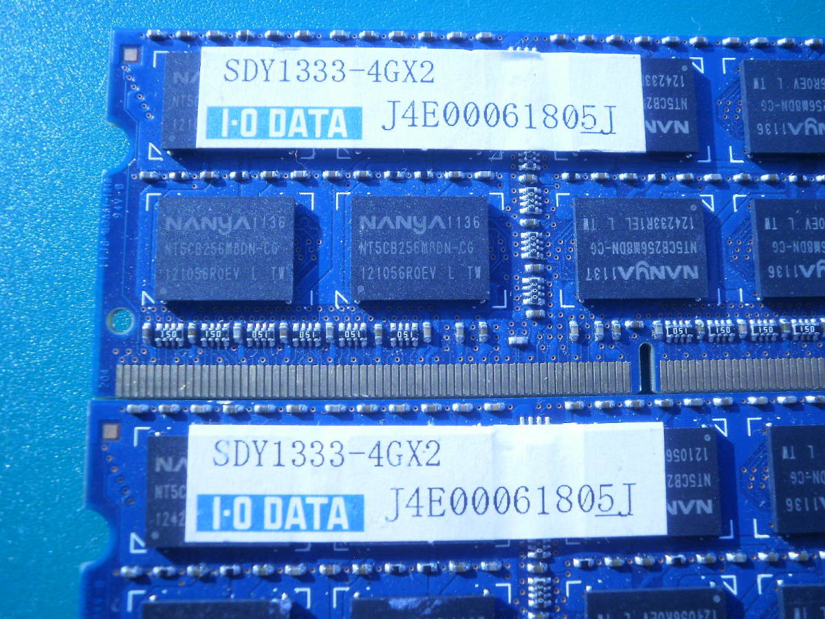 当日発送可能　NANYA 2Rx8 PC3-10600S 4GB 2枚組 8GB DDR3 ノート用メモリ 204ピン ECCなし _画像3
