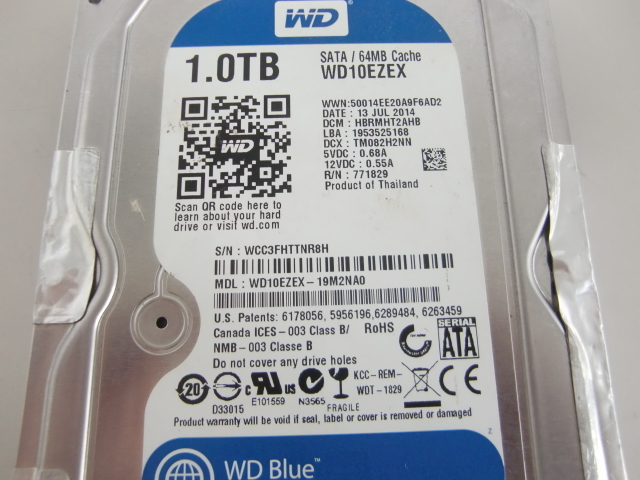 中古 3.5インチ ハードディスク S-ATA Western Digital 1.0TB WD10EZEX 通電のみ　現状品 　22H_画像3