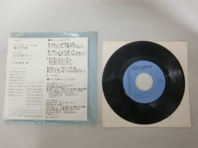 中村雅俊「ただお前がいい」 シングルレコード コロンビアレコード 45回転 フォークソング_画像2