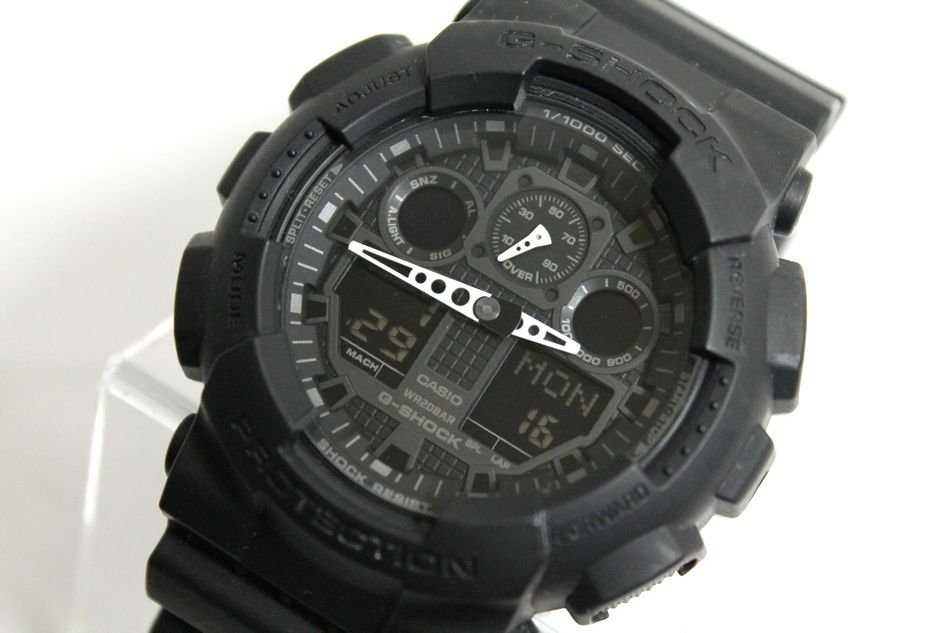 動作品 CASIO G-SHOCK デジタル アナログ ブラック メンズ 腕時計 GA-100 5081 デジアナ ジーショック 中古 USED品 リサイクルマート半田店