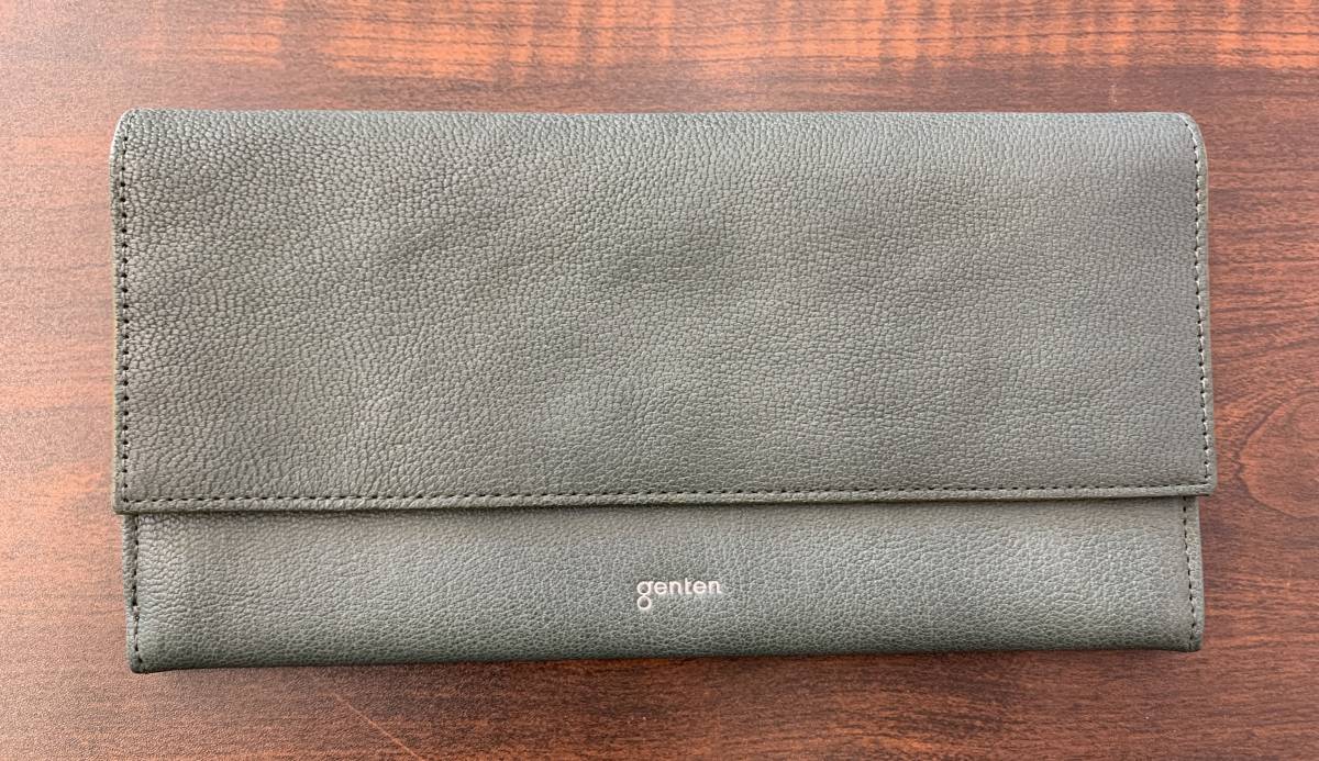 #9684 【比較的美品♪♪】☆★genten ゲンテン　長財布 グリーン カードケース 札入れ 小銭入れ レザー長財布★☆_画像1