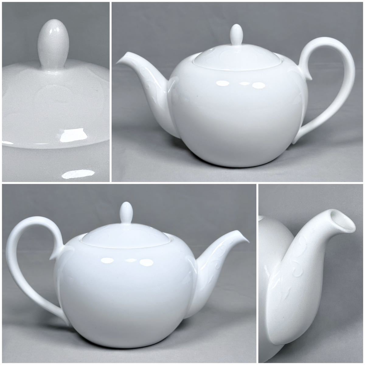 1円〜 ◆ ノリタケ Noritake クリスティーナホワイト / 貝殻型皿 ティーポット シュガーポット クリーマー / ティーセット 洋食器 _画像4