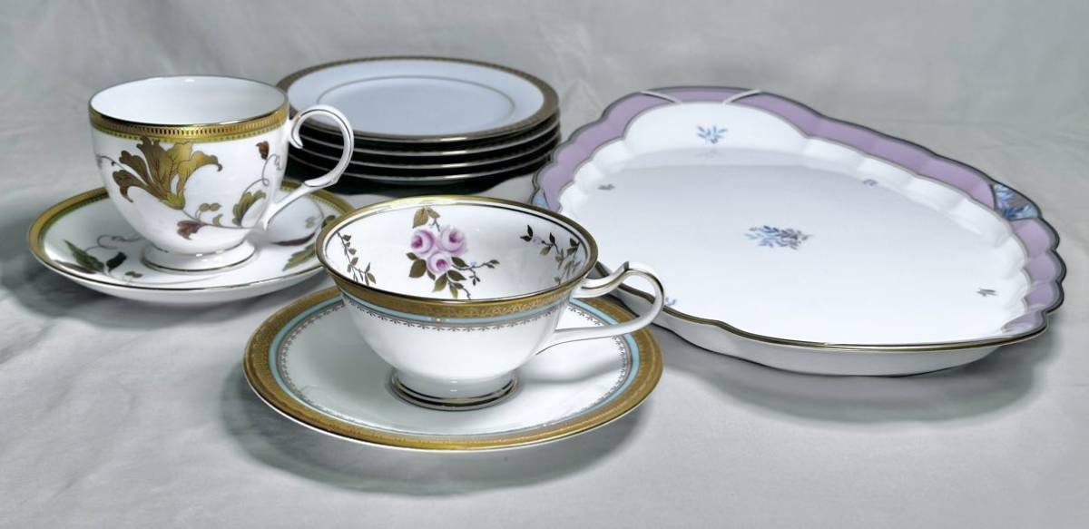 1円〜 ◆ ノリタケ Noritake プレート① カップ＆ソーサー② 小皿④ / 延年舞 フロレンシア アイラ コンテンポラリー / 金彩 花柄 洋食器 _画像1