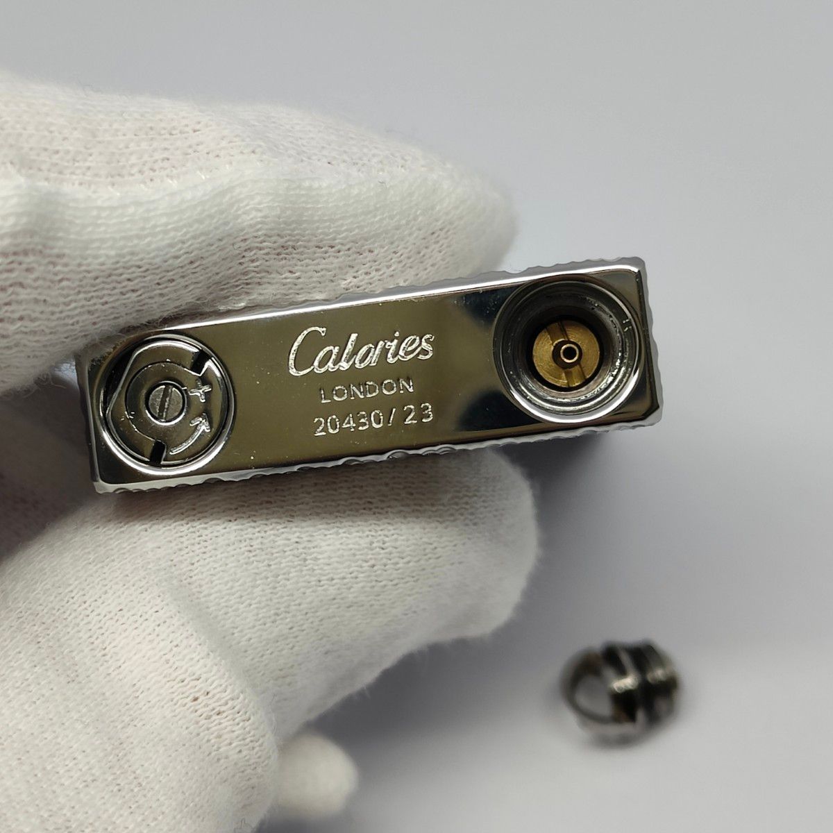 Caloriesガスライター「クレーターのスタイル」シルバー　LS38　快音ライター　ブタンライター　デュポンの音