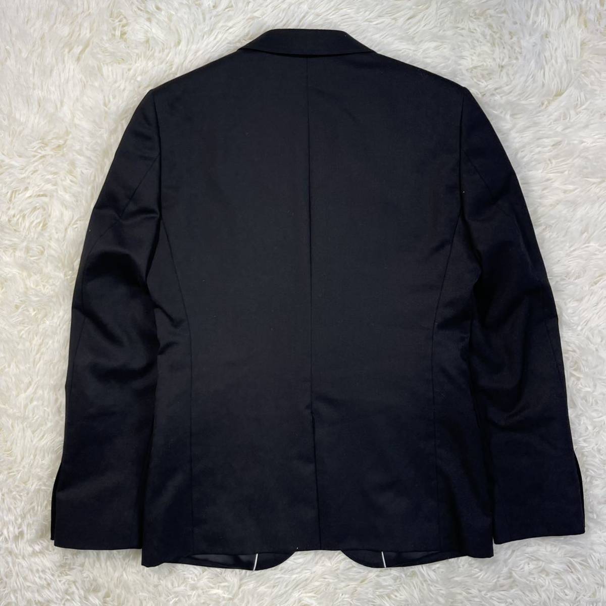1円〜 極美品 TAKAQ タカキュー スーツ セットアップ 上下 Mサイズ 2B 黒 ブラック テーラードジャケット 季節先取り_画像4