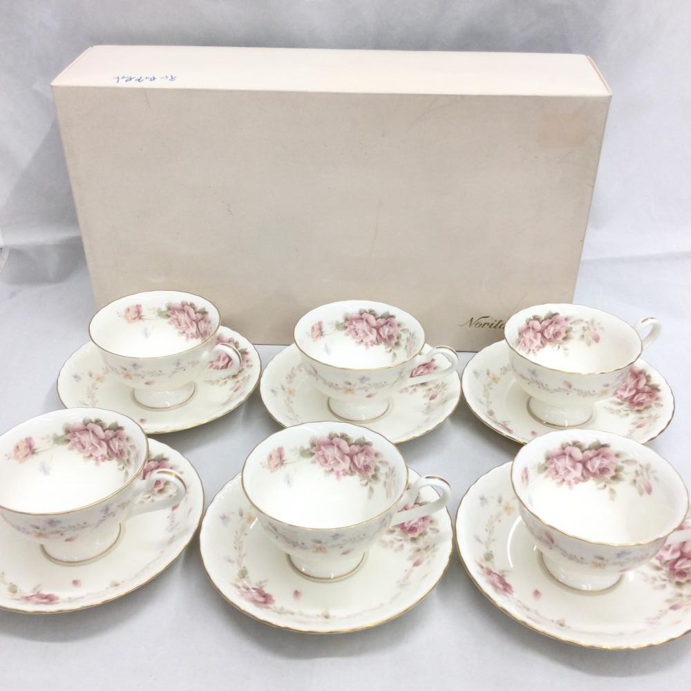 【中古】 ノリタケ NORITAKE コンテンポラリー Contemporary バラ 薔薇 カップ＆ソーサー 6客セット N16019/7315 [2400922228878]_画像1