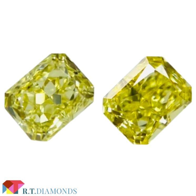 FANCY INTENSE YELLOW 0.113ct＆0.101ct/RCT/RT2392/CGL