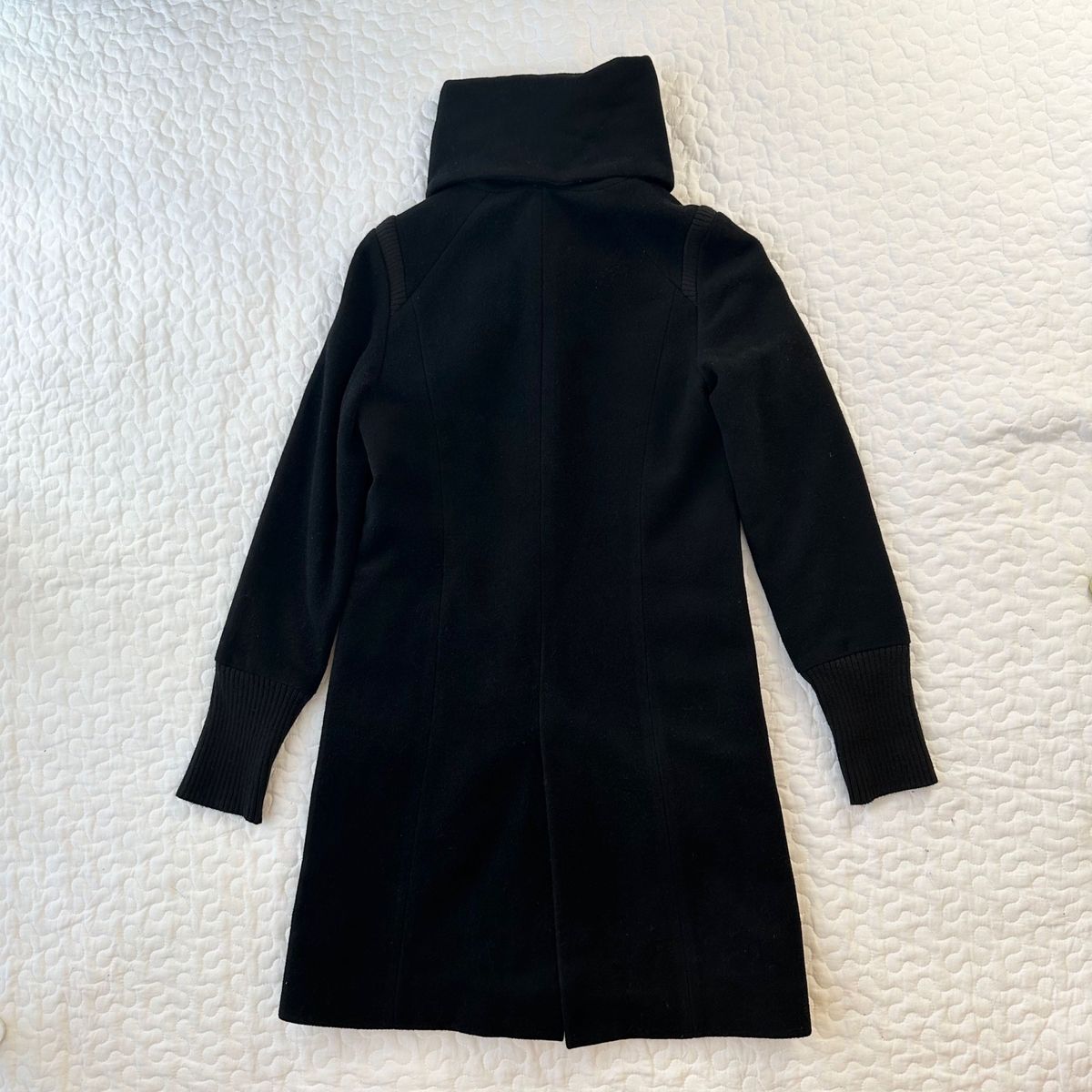 アンシャントマン　コート　ロングコート　黒　サイズ38 Mサイズ　アンゴラ混 ウール 比翼 アウター スタンドカラー