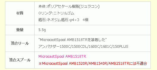 MB AMB1518アベイル　スプールAMB1518TR専用 マイクロキャストブレーキ　Avail Microcast Brake AMB1518_画像2