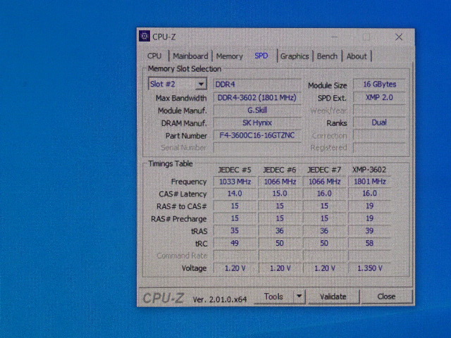 メモリ デスクトップパソコン用 G.SKILL TRIDENT Z NEO RGB DDR4-3600 PC4-28800 16GBx2枚 合計32GB F4-3600C16D-32GTZNC 起動確認済です_画像5