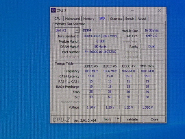 メモリ デスクトップパソコン用 G.SKILL TRIDENT Z NEO RGB DDR4-3600 PC4-28800 16GBx2枚 合計32GB F4-3600C16D-32GTZNC 起動確認済です_画像5