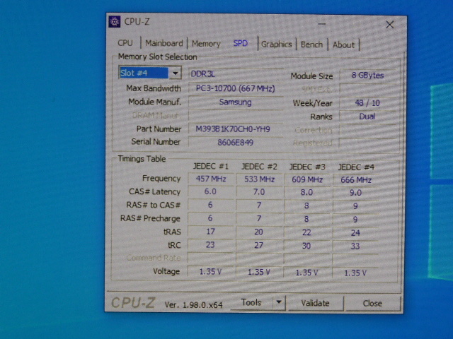 メモリ サーバーパソコン用 低電圧 1.35V Samsung PC3L-10600R(DDR3L-1333R) ECC Registered 8GBx4枚 合計32GB 起動確認済みです_画像9