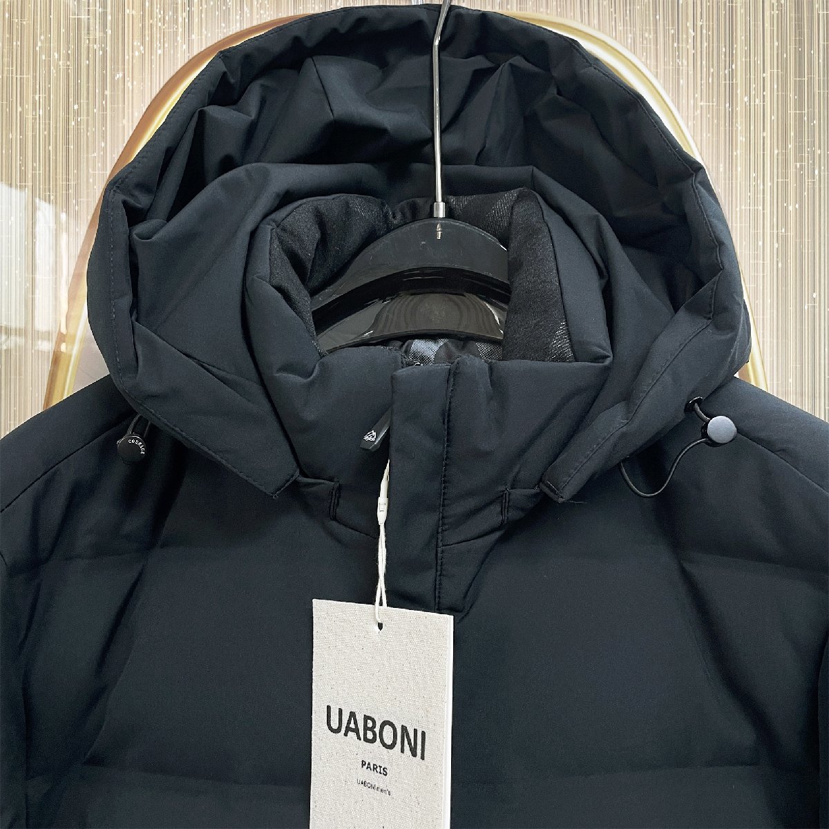 ★★高級EU製＆定価10万◆UABONI*Paris*ダウンジャケット*ユアボニ*パリ発◆ダックダウン90％ フード付き 厚手 暖か 無地 シック 冬服 M/46_画像4