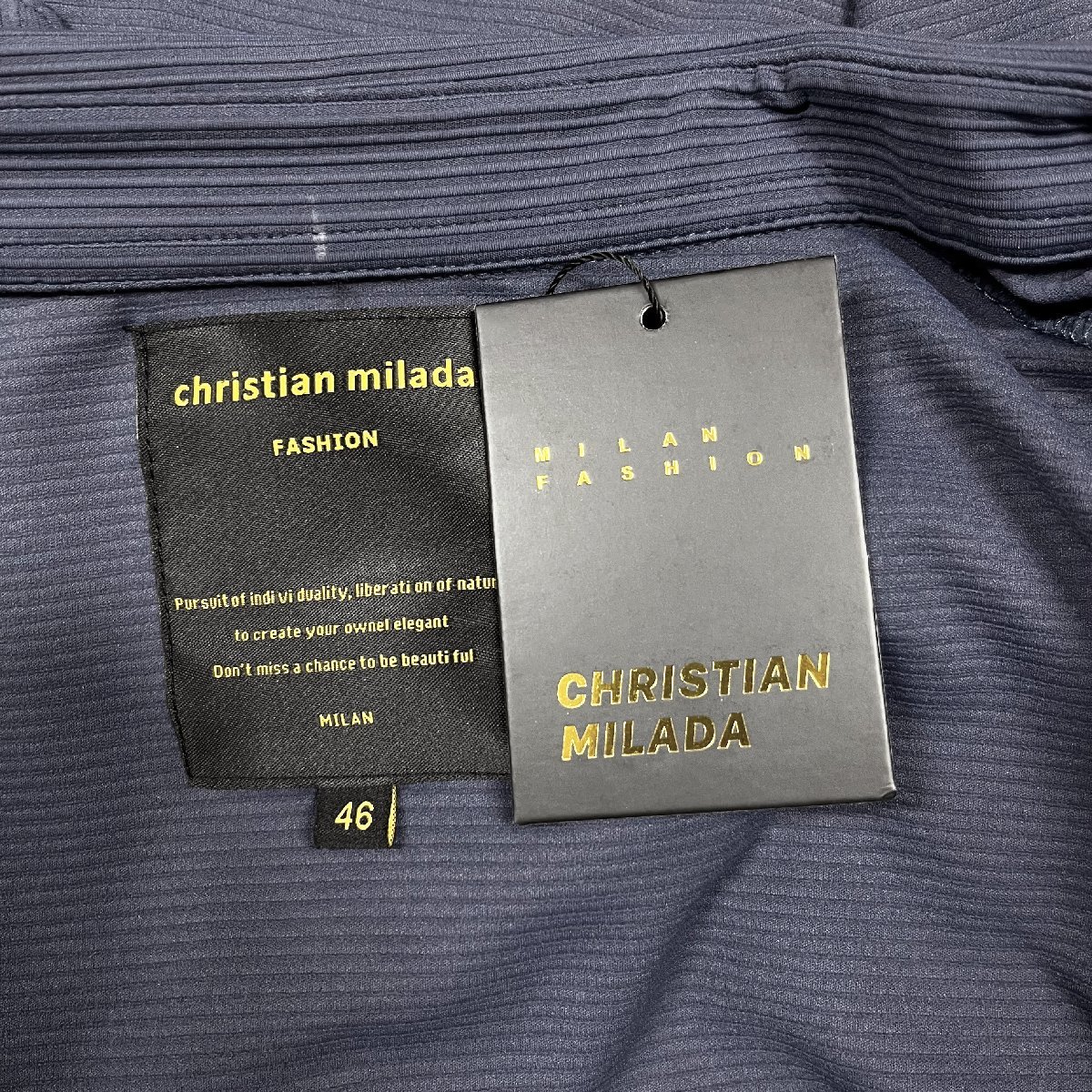 価4万★christian milada・ミラノ発・長袖ポロシャツ★上品 薄手 快適 ストレッチ 無地 凸凹 スリット トップス 紳士 通勤 L/48サイズ_画像8