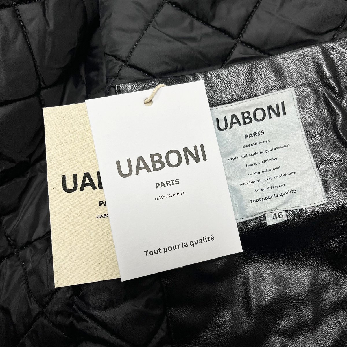 ★★最高峰EU製＆定価8万◆UABONI*Paris*フライトジャケット*パリ発◆中綿入り 暖かい 横須賀 高級刺繍 PUレザー スカジャン MA-1 2XL/52_画像9