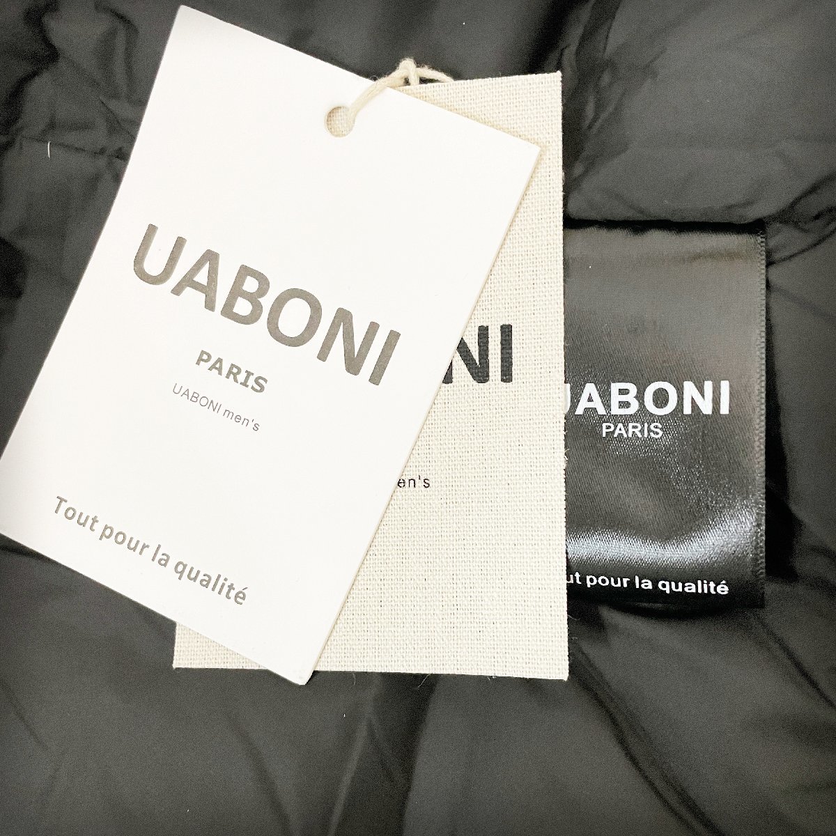 ★逸品EU製&定価11万◆UABONI*Paris*ダウンジャケット*ユアボニ*パリ発◆グースダウン90％ 暖かい 無地 ロング丈 ビジネス フード脱着可 XL_画像8