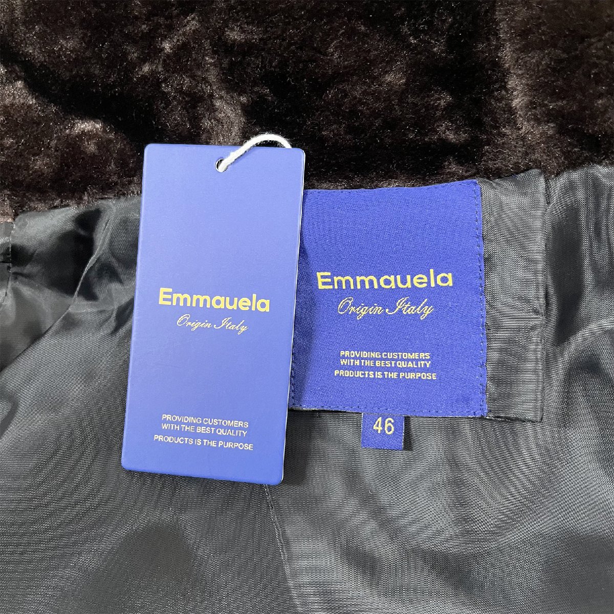 上級・ミンク/カシミヤ混・毛皮ファーベスト 定価10万◆Emmauela・イタリア・ミラノ発◆防寒 暖かい モコモコ フード付き 男女兼用 L/48_画像8