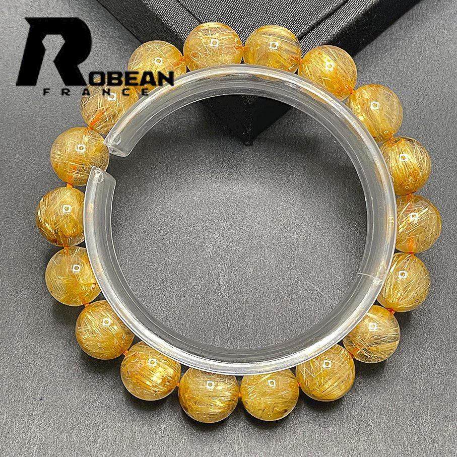 綺麗 EU製 定価13万円★ROBEAN・極!極満針ルチルクォーツ★ブレスレット パワーストーン 天然石 綺麗 金運 お守り 11.5-12.1mm 1001G1374_画像1