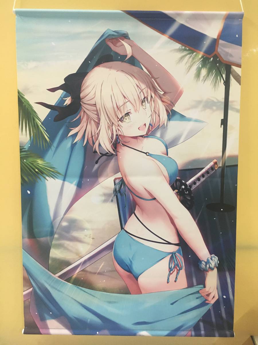 ●Fate 沖田総司 タペストリー 水着 我美蘭 FGO C96 でぶねこ コミケ　【24/0125/01_画像1