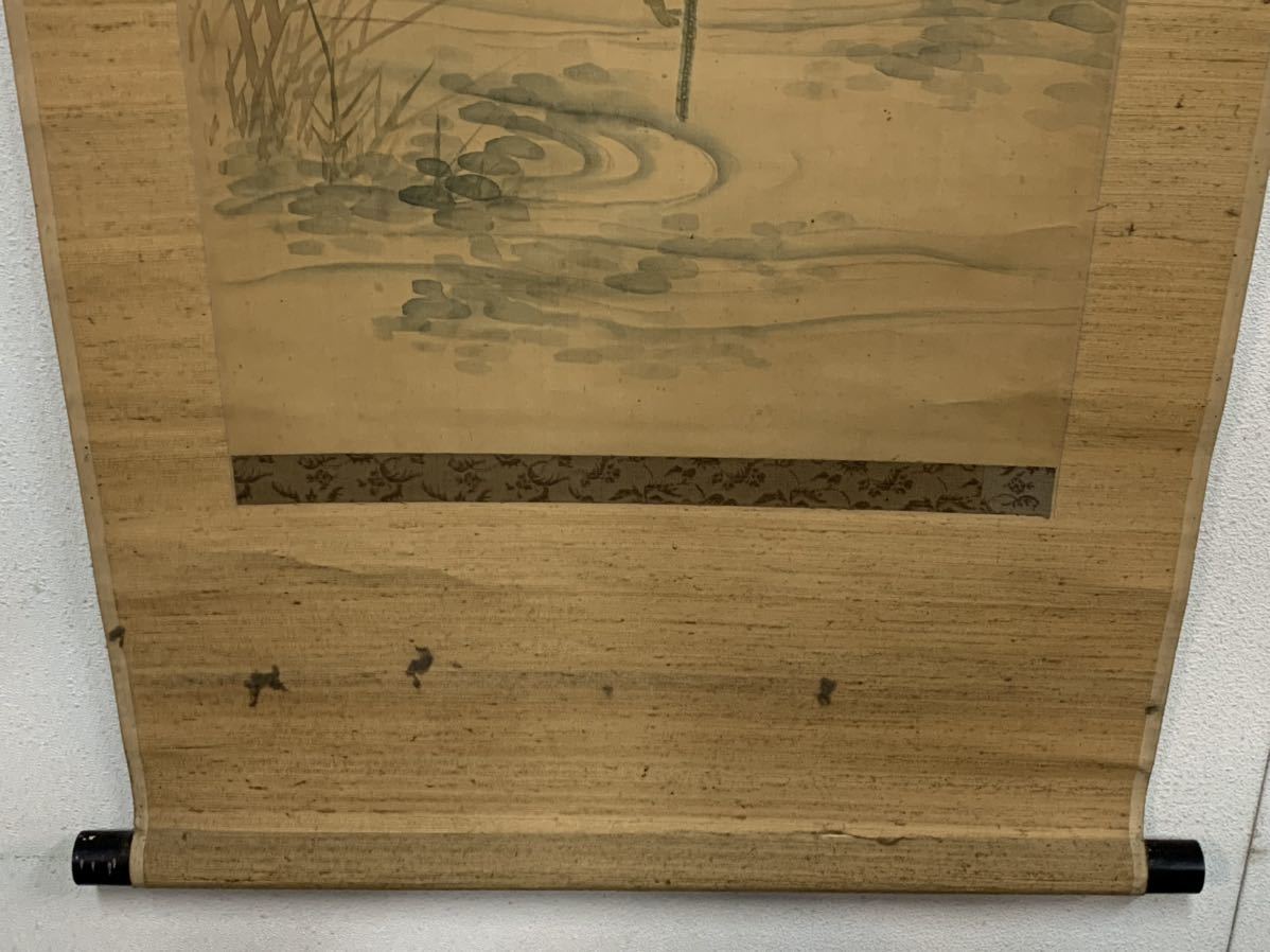 【模写】（遖08） 塩田牛渚 充 菊に鷺 絹本 掛軸 約189×50㎝の画像10