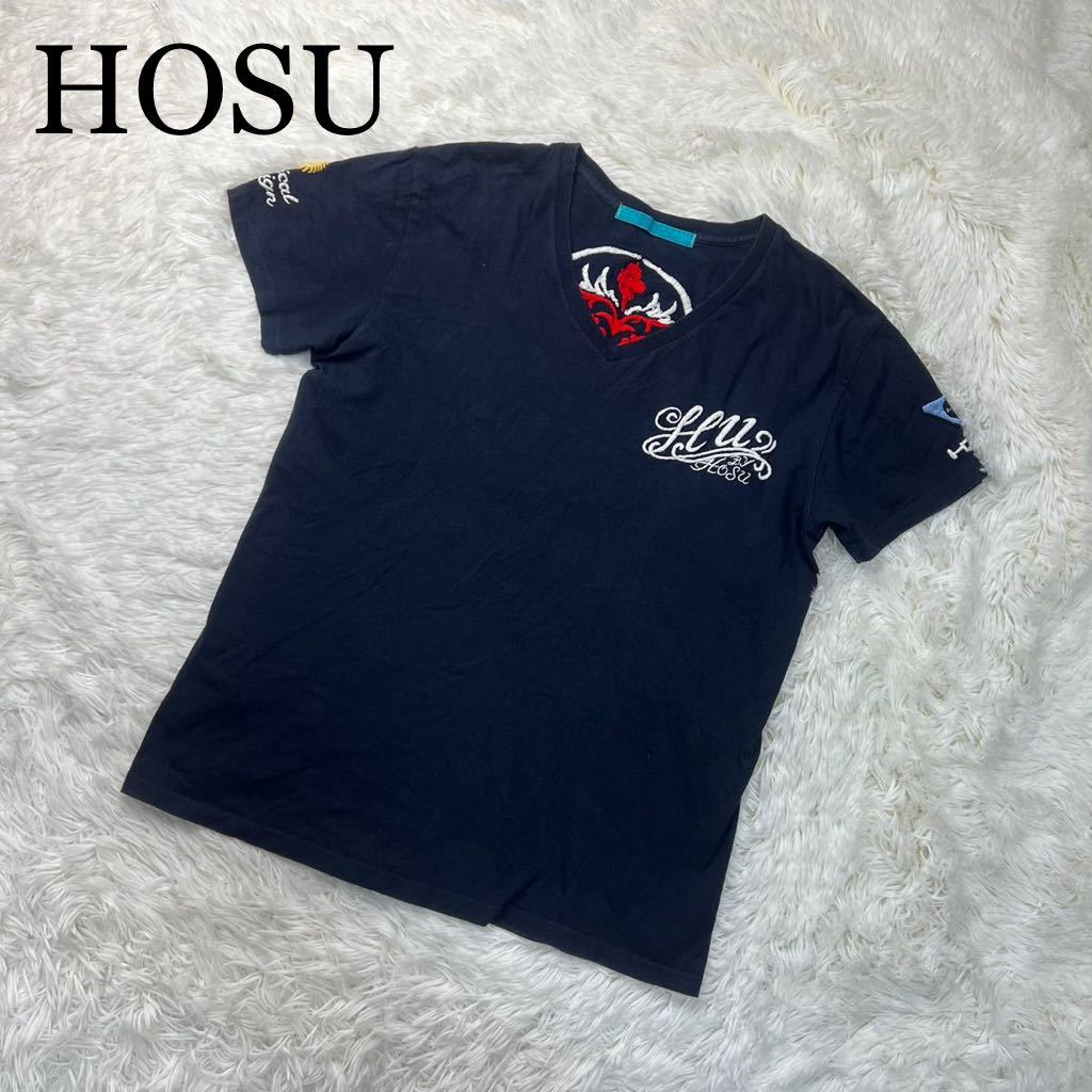 HOSU ホス Tシャツ 半袖 紺色 刺繍 サイズ38_画像1