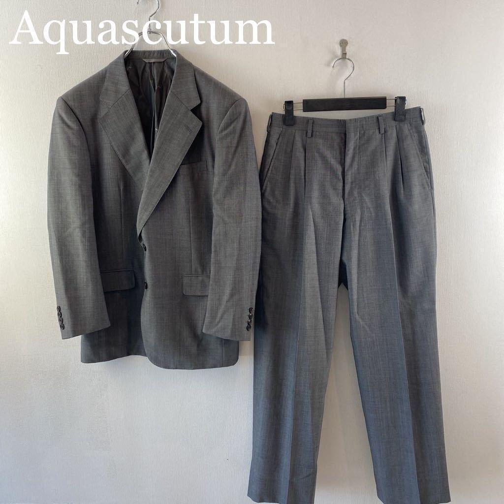 Aquascutum アクアスキュータム セットアップスーツ グレー系 背抜き