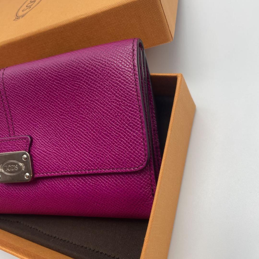 TOD`S Tod's long wallet purple purple leather plate box attaching 