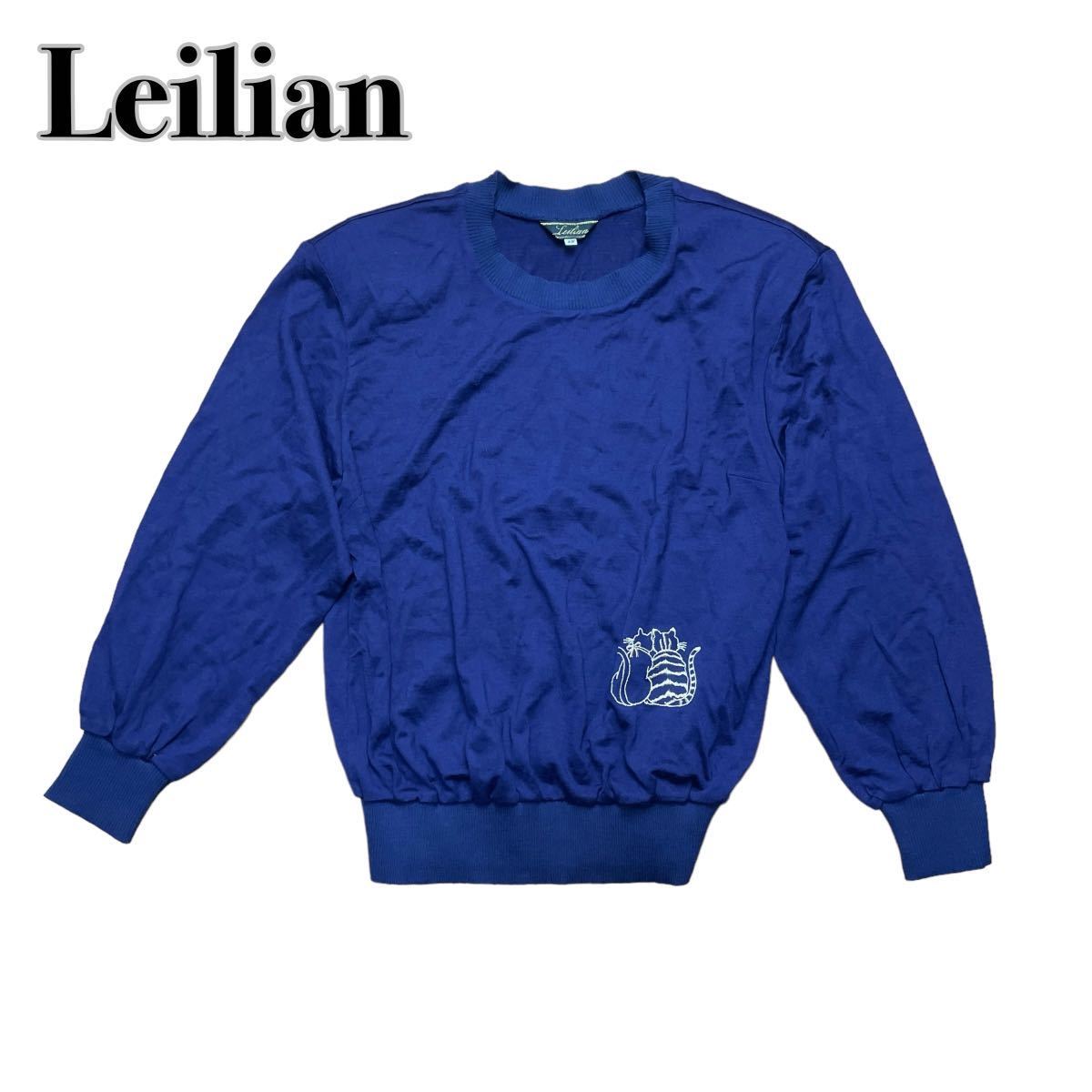 Leilian レリアン ニットセーター　紫パープル 猫刺繍 13号 XL 大きいサイズ _画像1
