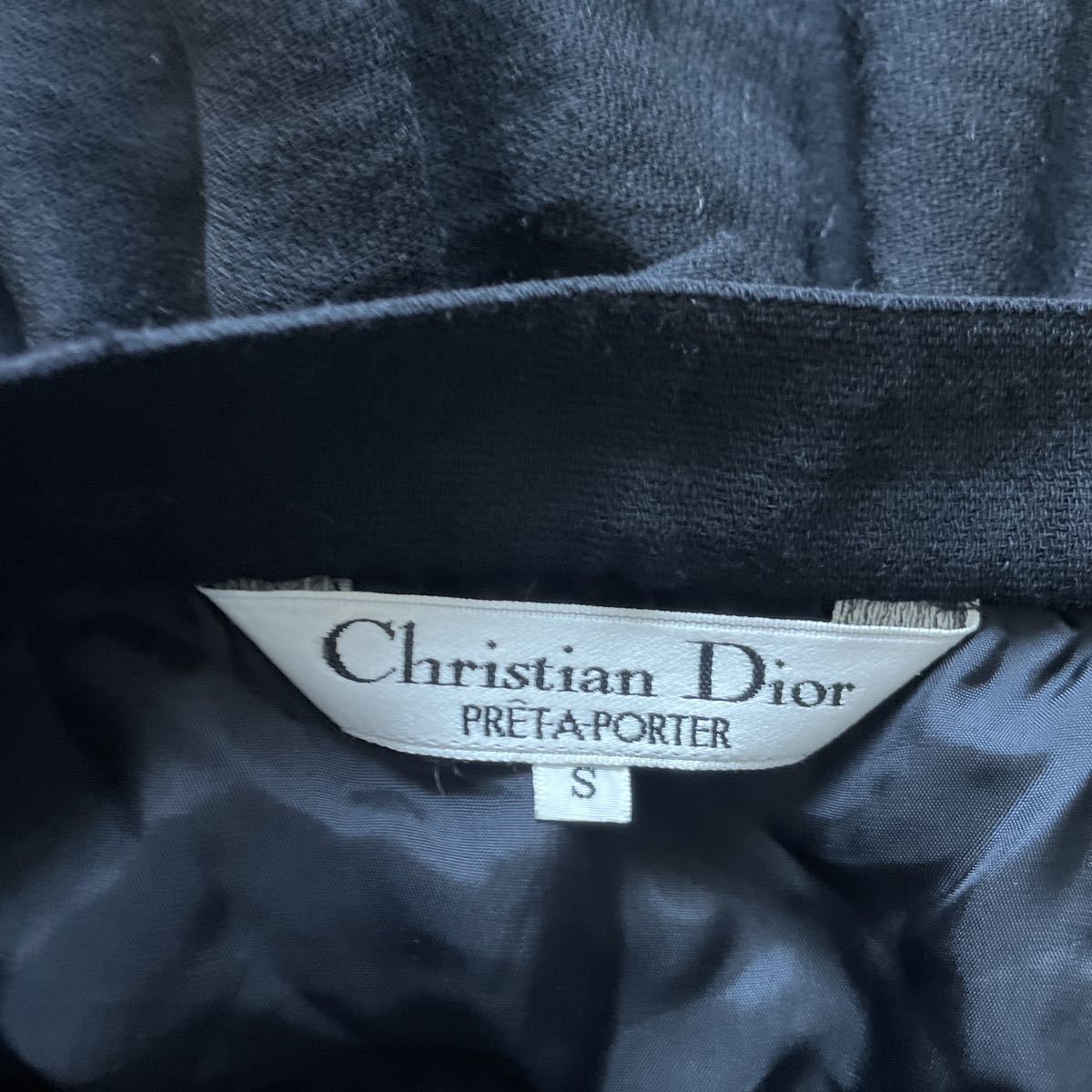  Christian Dior ディオール フレアスカート 黒ブラック ウール100% S_画像9