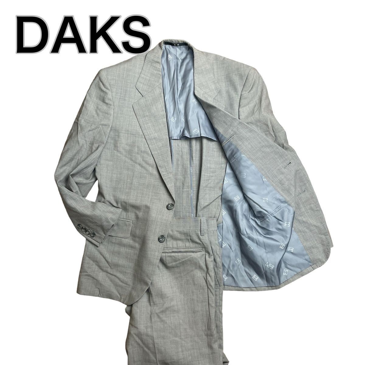 DAKS ダックス セットアップ スーツ チェック グレー L ビジネス 紳士