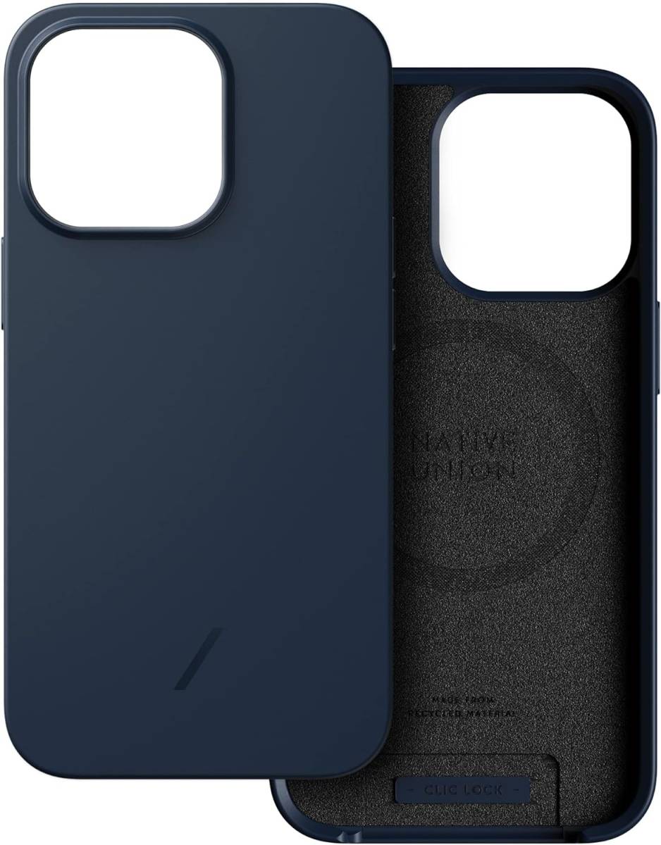 Native Union Clic Pop MagSafe対応 ケース - マグネット搭載 マイクロファイバー製 - iPhone 13 Pro Max対応 (Navy) H206_画像1