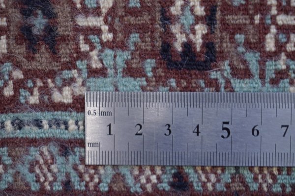 パキスタン 手縫い 銘有 ウール 絨毯 ラグ マット カーペット 緑 幅約94ｘ63cm_画像2