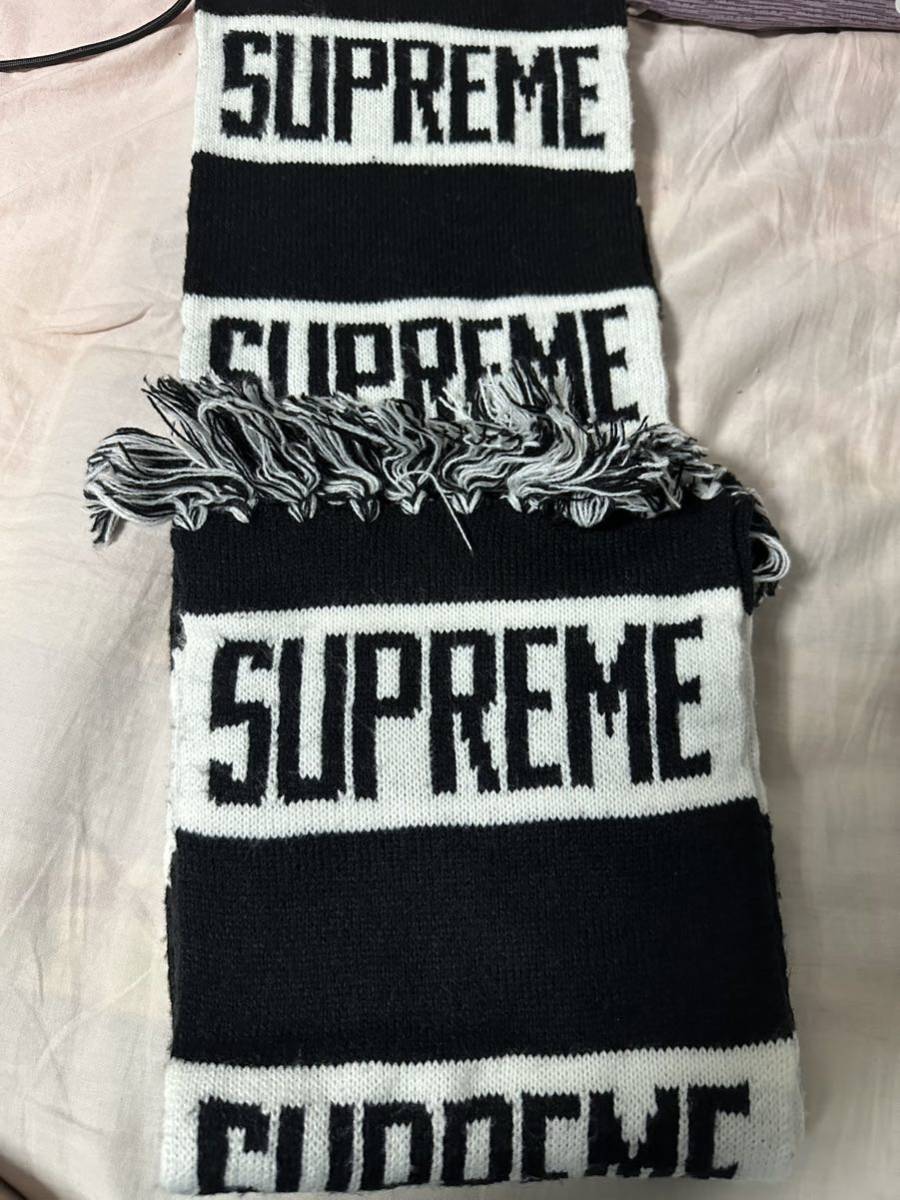 Supreme Bar Stripe Scarf シュプリーム マフラー 黒_画像1