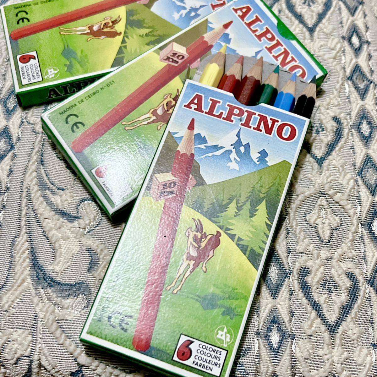 【未使用品】スペイン製 ミニ色鉛筆 6色《ALPINO》色鉛筆 アルピノ社 手のひらサイズ 軽量 ミニ ペンシル 3点セット 六角形 まとめ売り V10_画像4