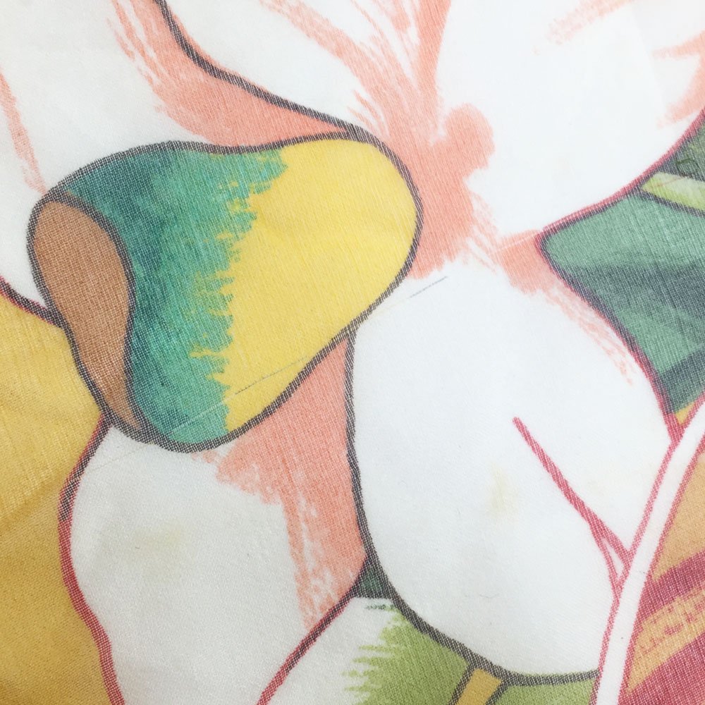 ◆シャネル CHANEL 大判 シルク シフォン スカーフ レディース オレンジ×グリーン 花柄 ボタニカル チューリップ カーネーション6CC/90335の画像6