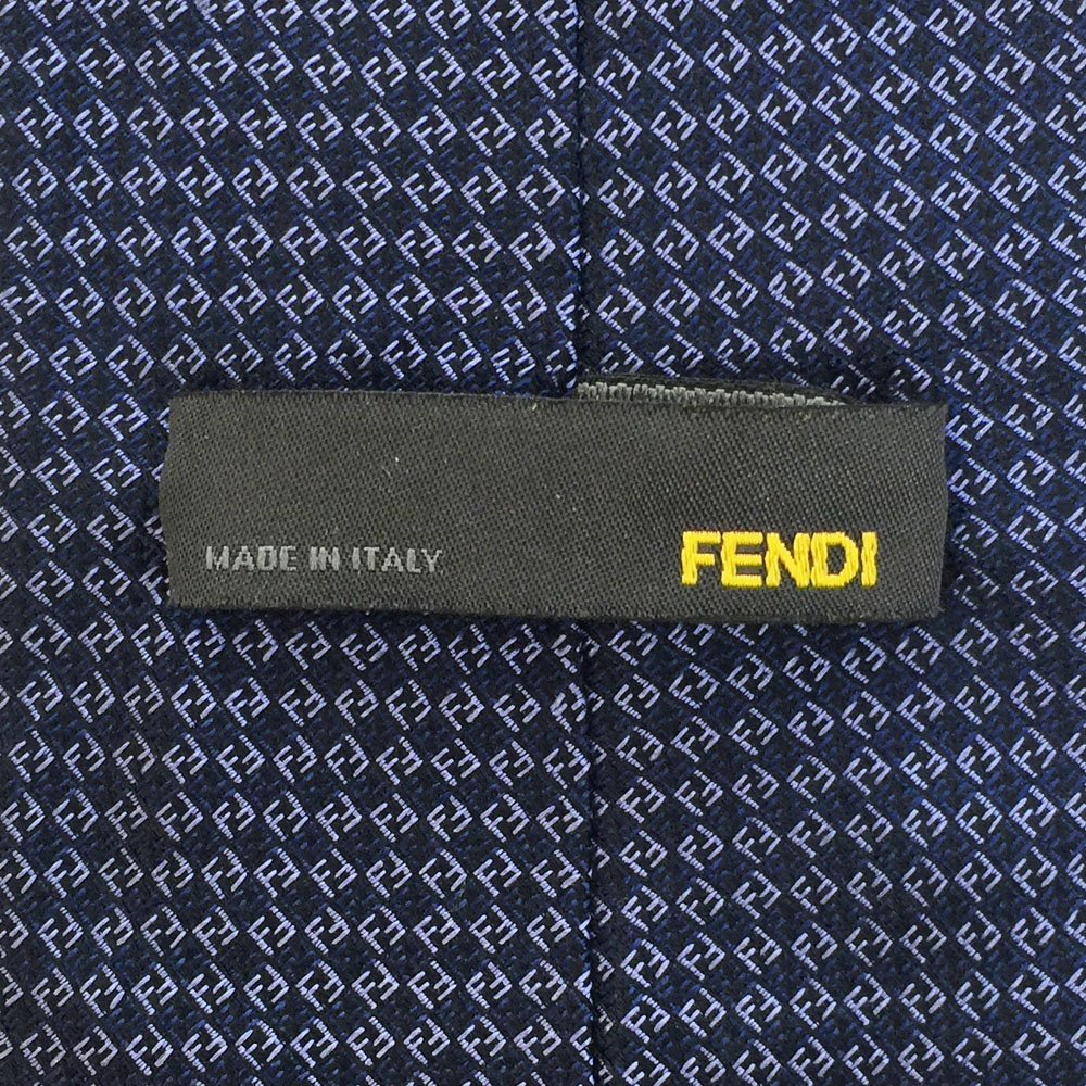 ◆美品 FENDI フェンディ モノグラム柄 シルク100％ 紳士用 ネクタイ メンズ ネイビー×パープル 総柄 イタリア製 6CC/90405_画像5