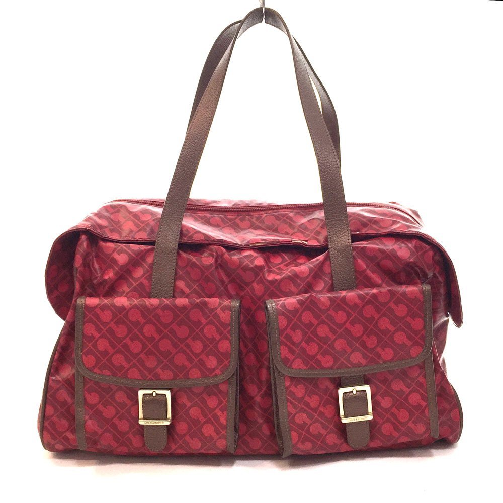 * Gherardini GHERARDINIsofti монограмма рисунок сумка "Boston bag" мужской женский красный полиэстер × кожа бизнес 4BC/90499