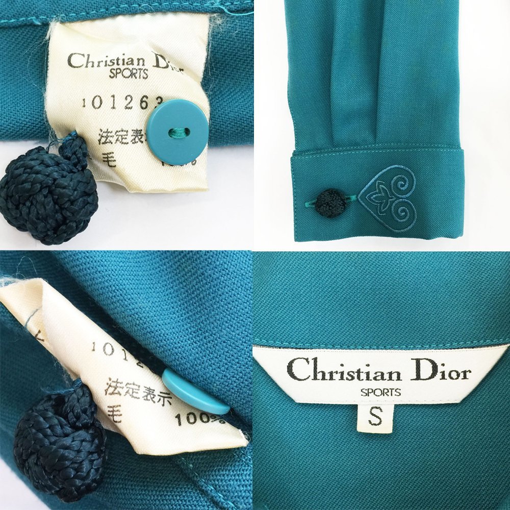 ★Christian Dior SPORTS クリスチャンディオールスポーツ 長袖 ブラウス レディース サイズS ブルーグリーン トップス 01263 1BA/41651_画像5