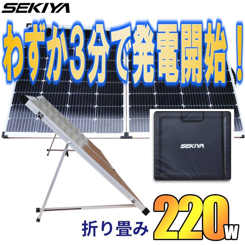 3分で設置発電 プラグインソーラー 2050ソーラー 220w×1枚 折りたたみ マイクロインバーター セット WVC-600 GTB SEKIYA