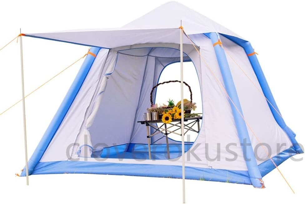 ワンボタン 自動膨張式キャンプテント 高圧エアポンプ内蔵 キャンプテント 4~6人用 超軽量 ポータブル 防水 キャンプ ハイキング テント