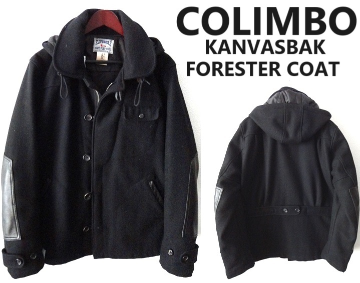 状態良好/COLIMBO:コリンボ/KANVASBAK/FORESTER COAT/ラムレザー×メルトンウール フォレスター コート/ブラック/XL/キャンバスバック/羊革_画像1